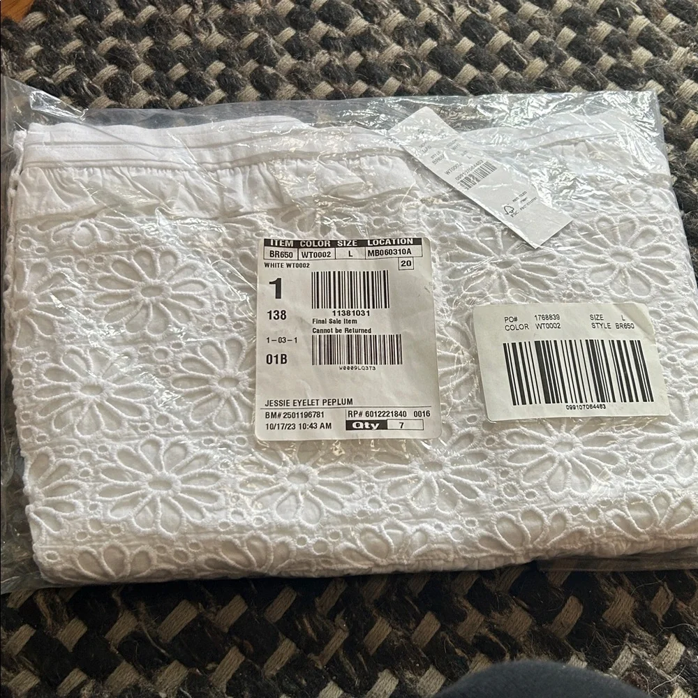 J. Crew NWT Cross-Back Smocked-Waist Eyelet Top - White‎